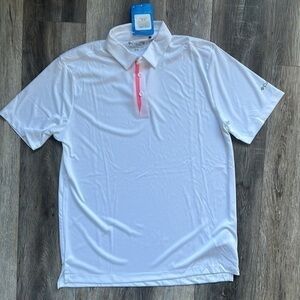 NWT Columbia Golf top women's white polo pink trim size M